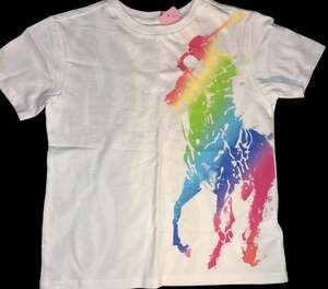Polo Ralph Lauren Kids White T-Shirt with Rainbow Watercolor Big Pony Logo